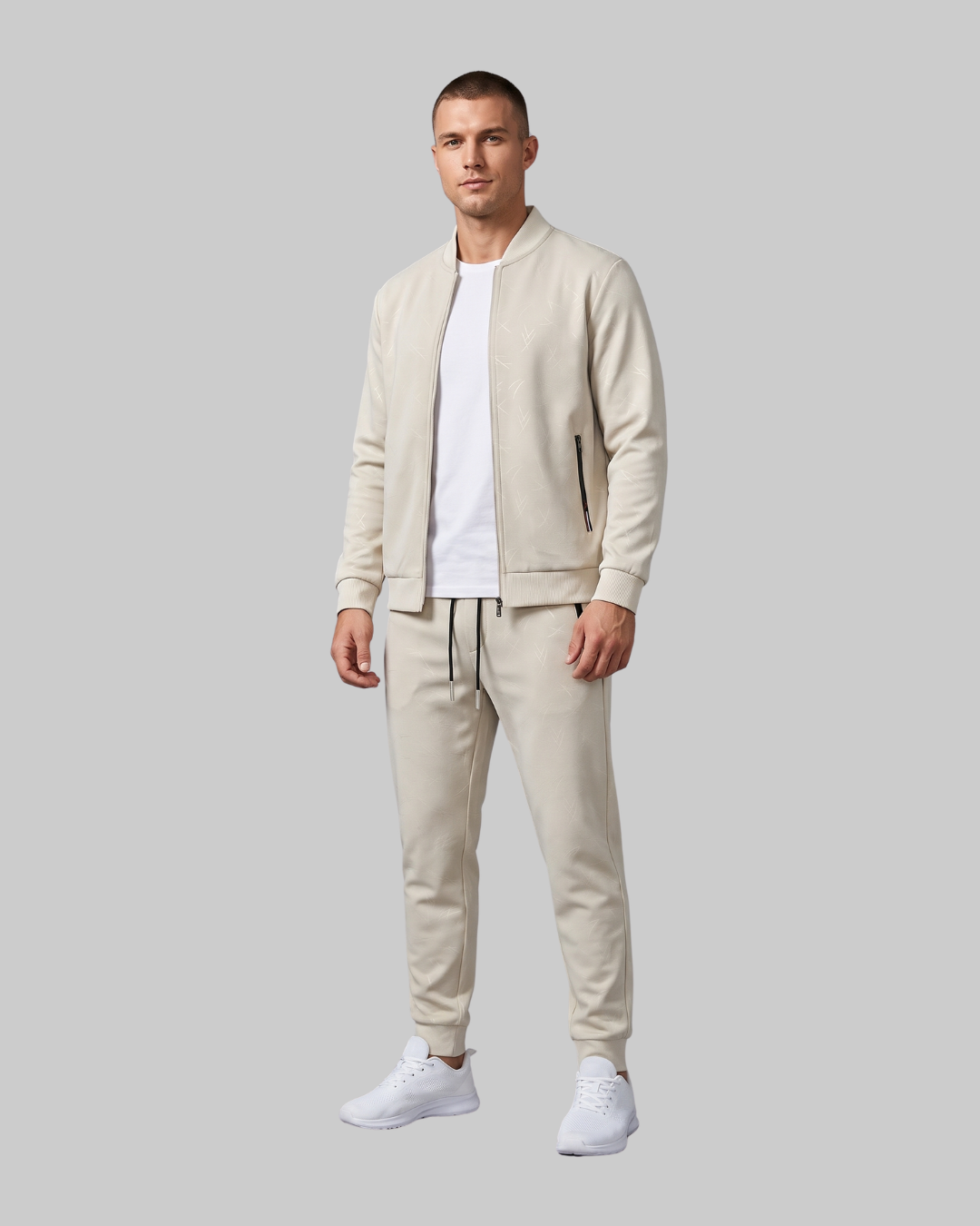 Men's Bomber Tracksuit Set in khaki.
