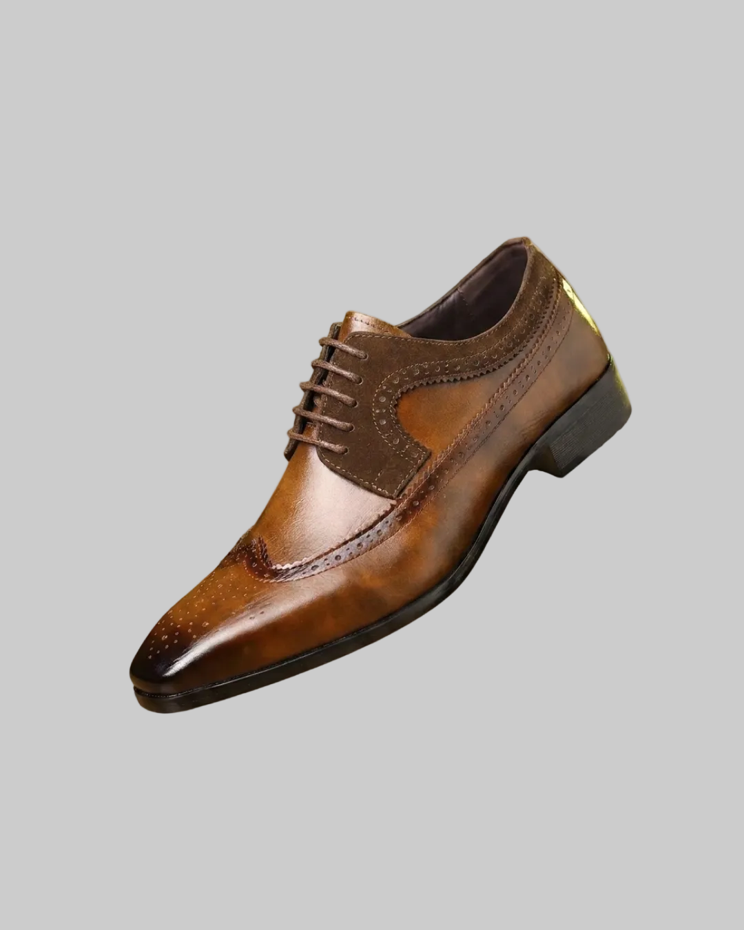 Men's Brogue Business Dress Shoes in brown.