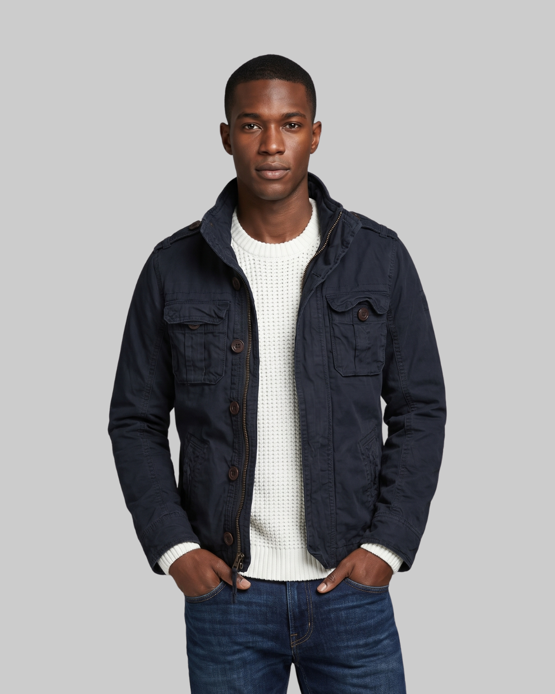 Men's Camo Winter Jacket in black.