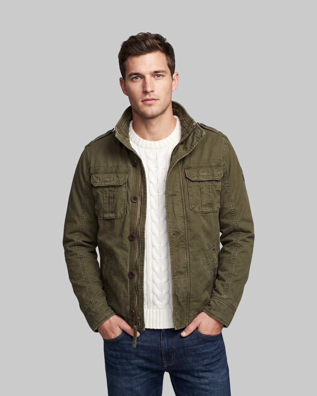 Men's Camo Winter Jacket in green.
