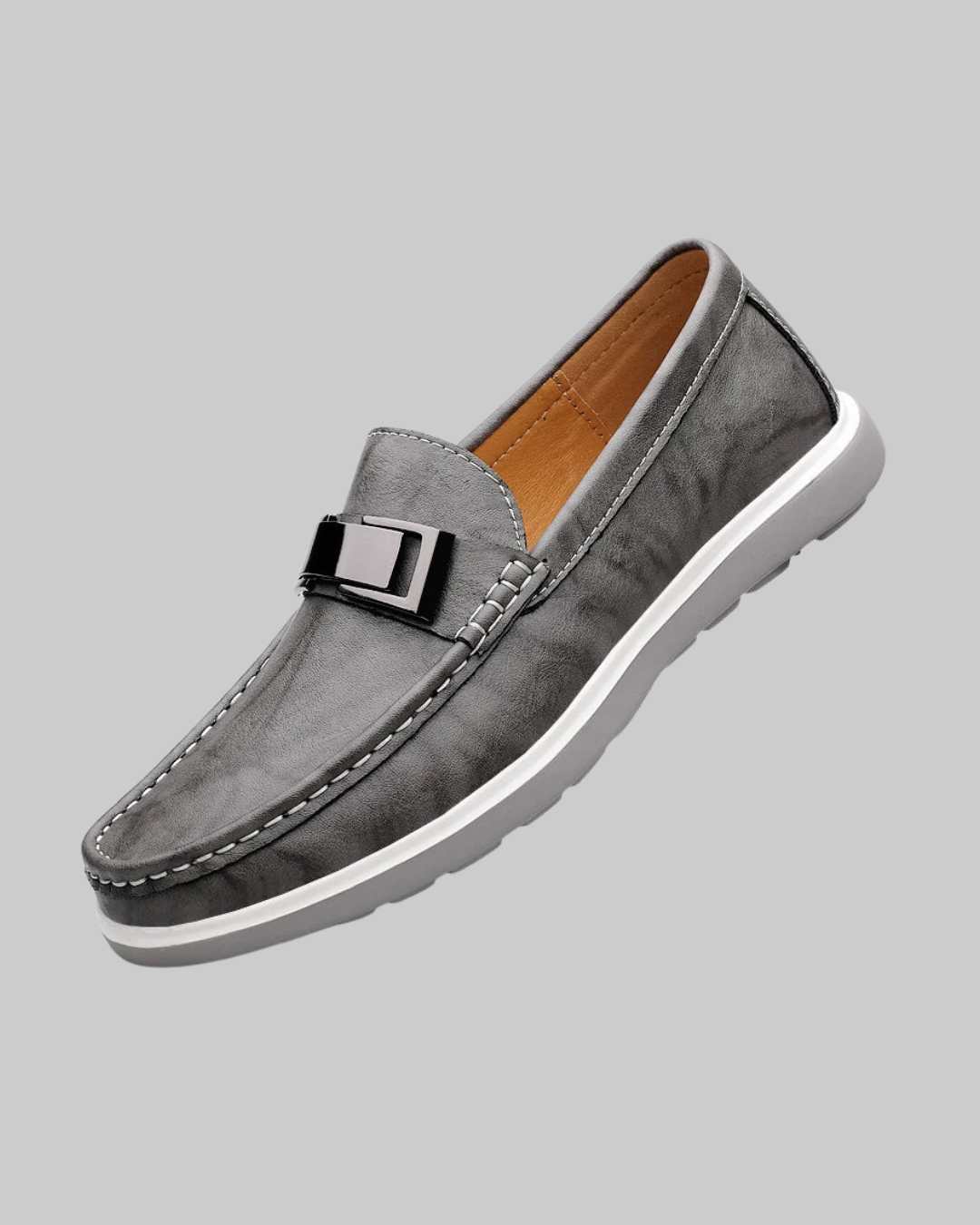 Men's Casual Dress Loafers in grey.