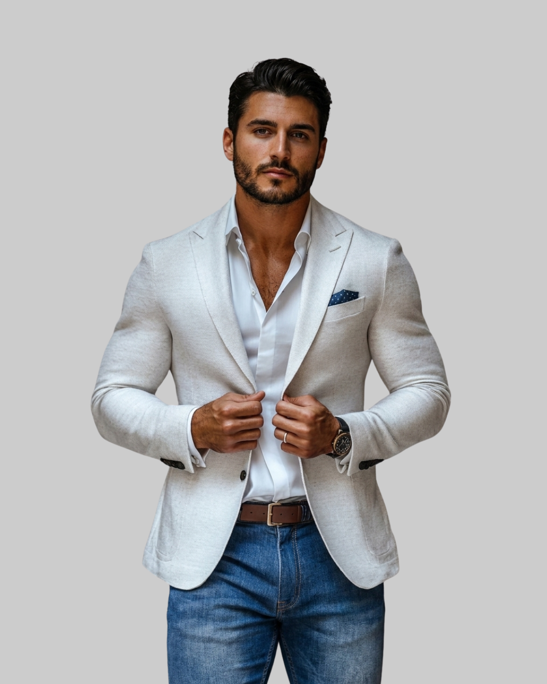 Men's Classic Tailored Blazer in white.