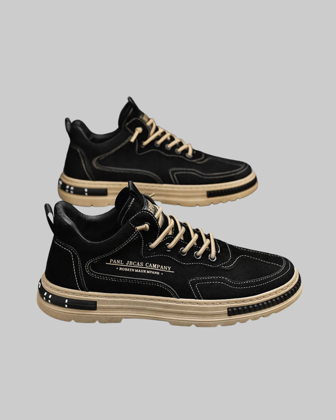 Men's Contrast Stitch Casual Sneakers in black.