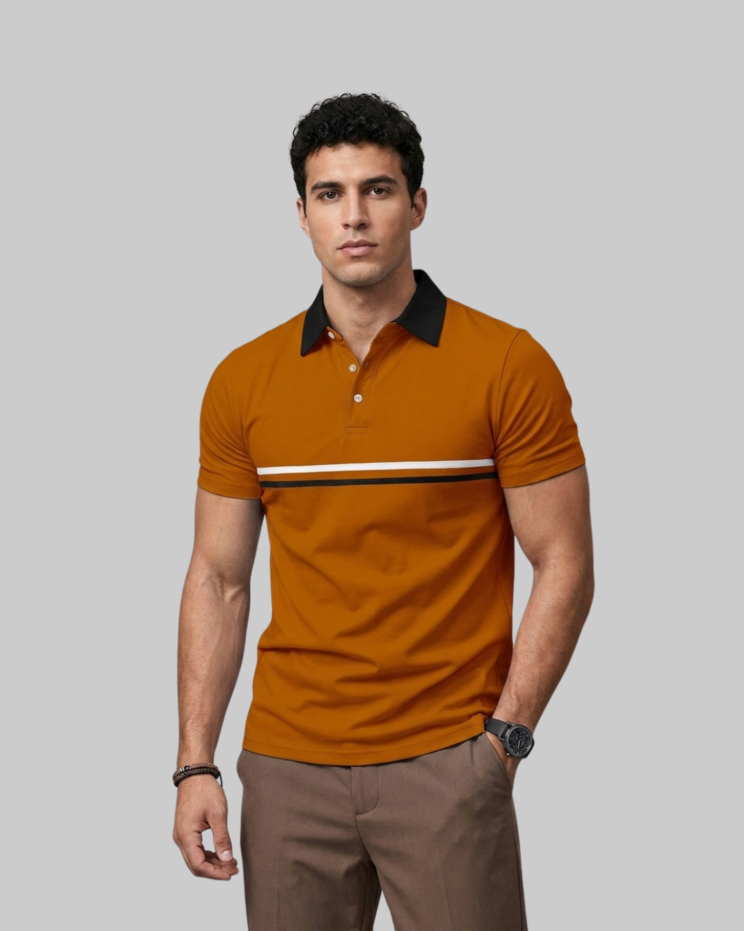 Men's Contrast Stripe Polo Shirt
