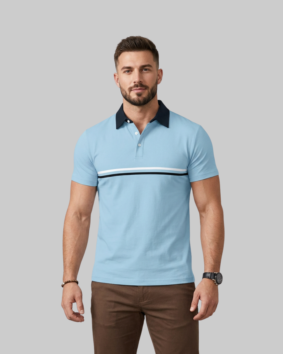 Men's Contrast Stripe Polo Shirt