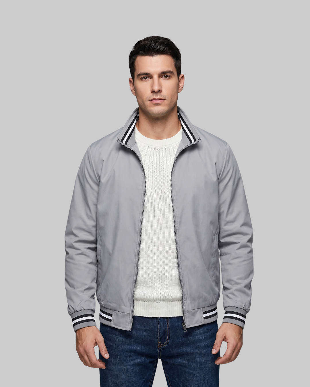 Men's Contrast Trim Bomber Jacket