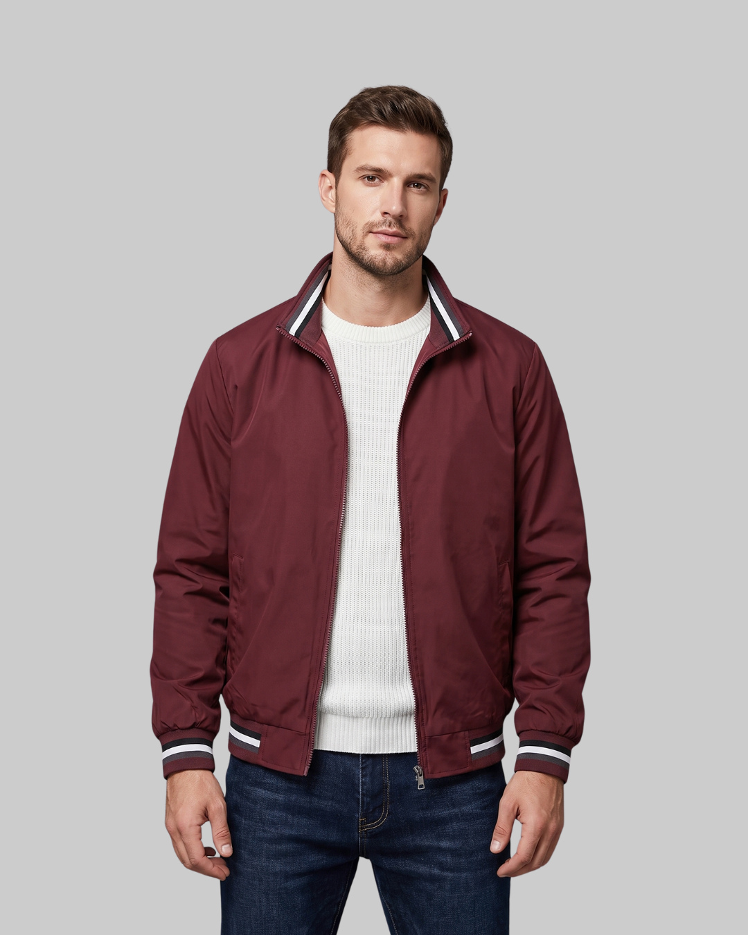 Men's Contrast Trim Bomber Jacket