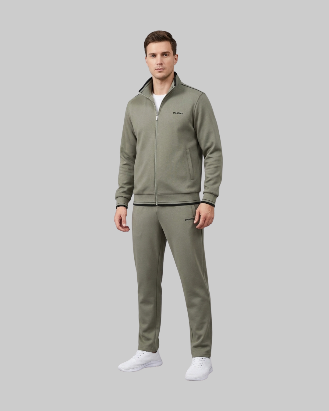 Men's Contrast Zip Tracksuit Set