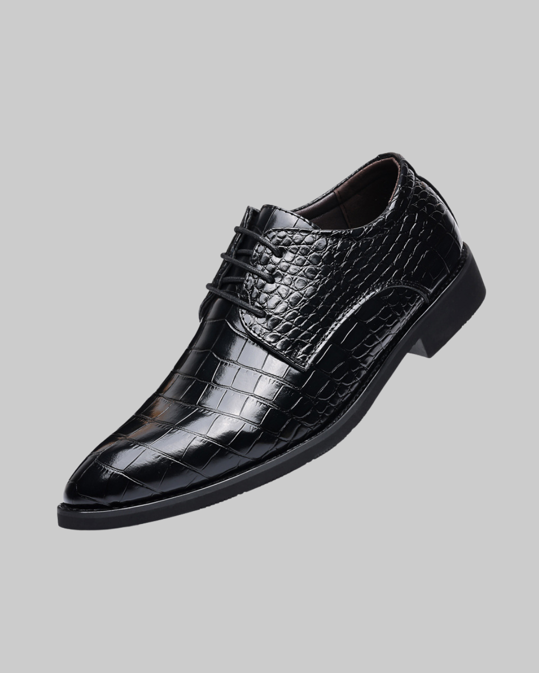 Men's Croc Pattern Dress Shoes in black.