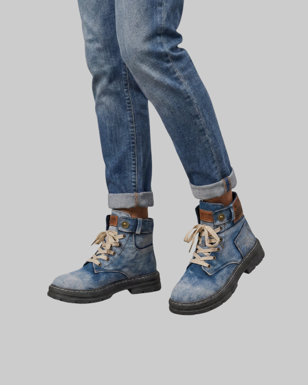 Wored Men's Denim Ankle Boots in blue.