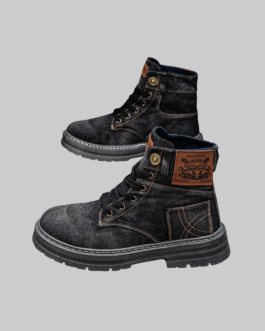 Men's Denim Ankle Boots in black.