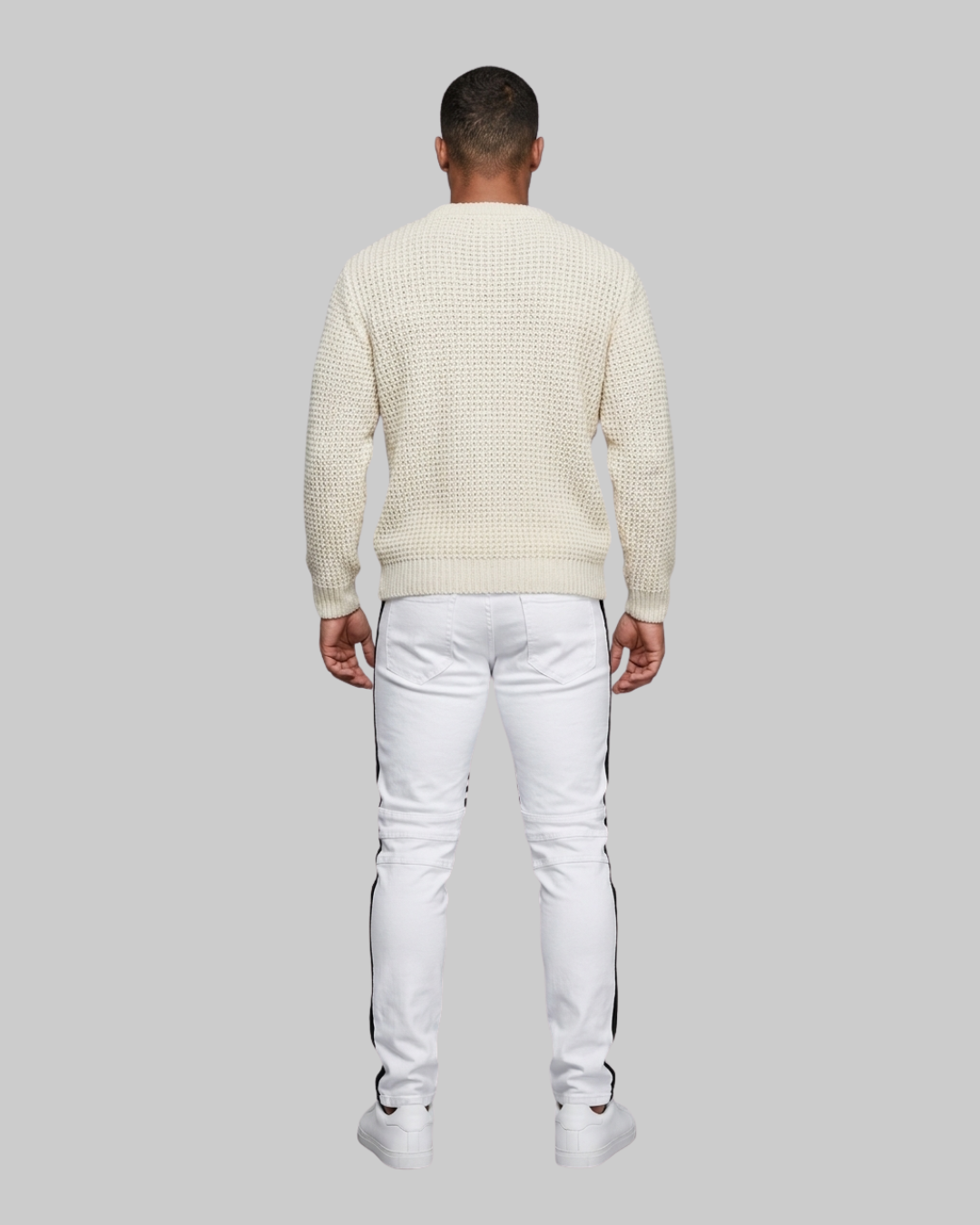 Men's Distressed Racing Jeans in back view.