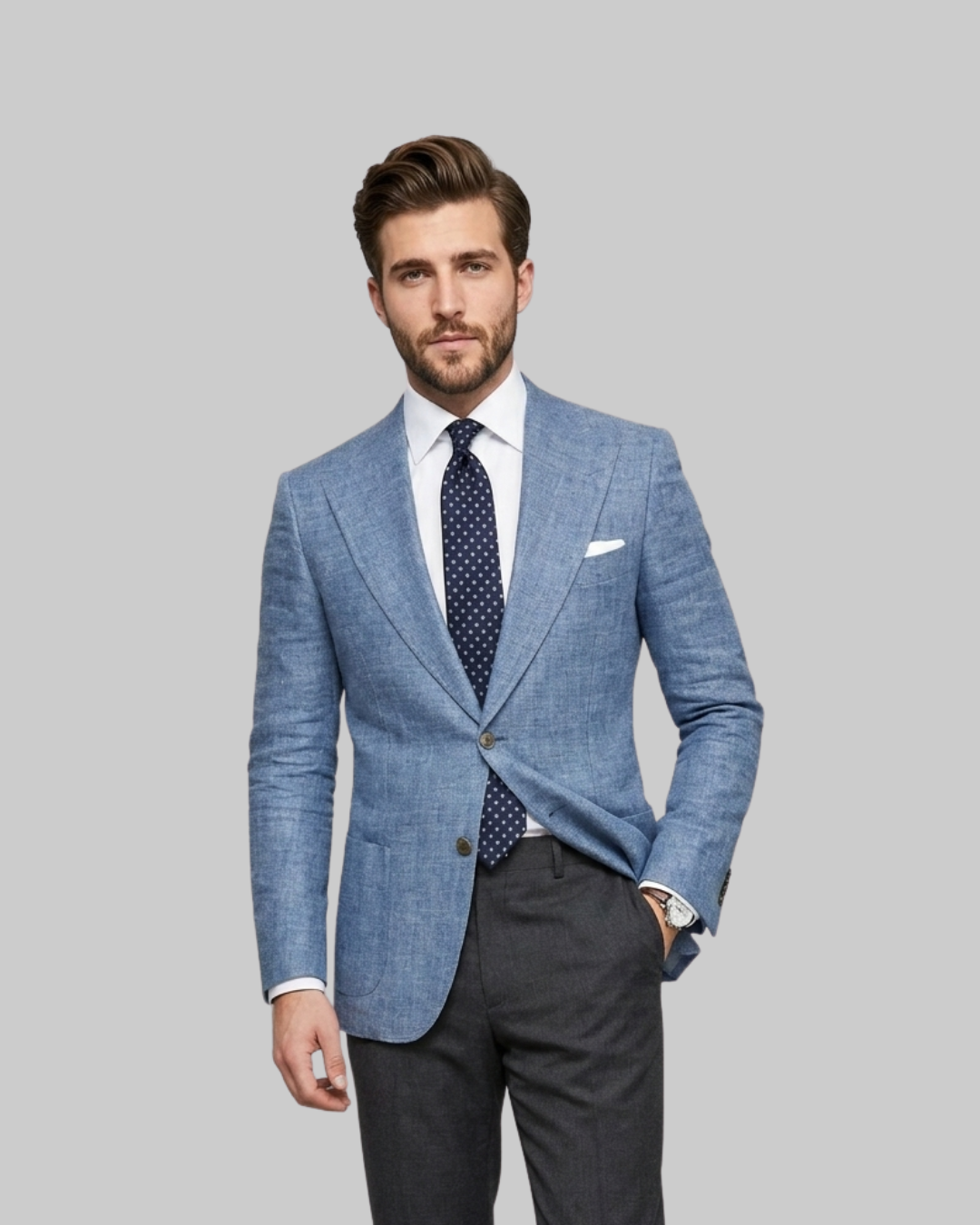 Men's Baroque Pattern Blazer in blue.