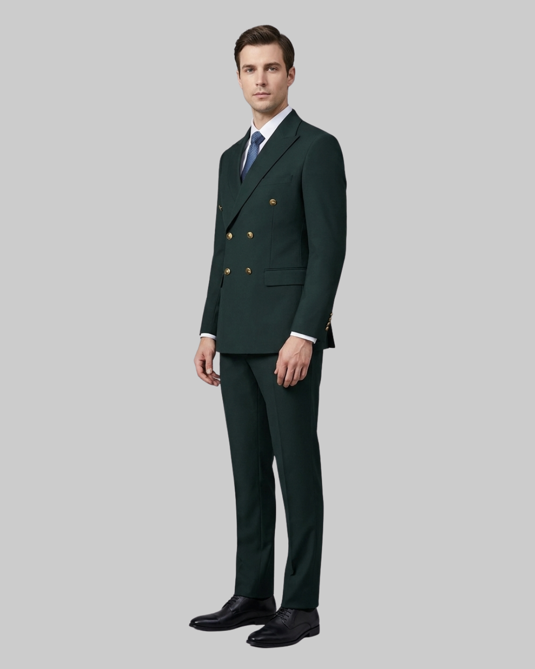 Men's Executive Double Breasted Suit in Army Green