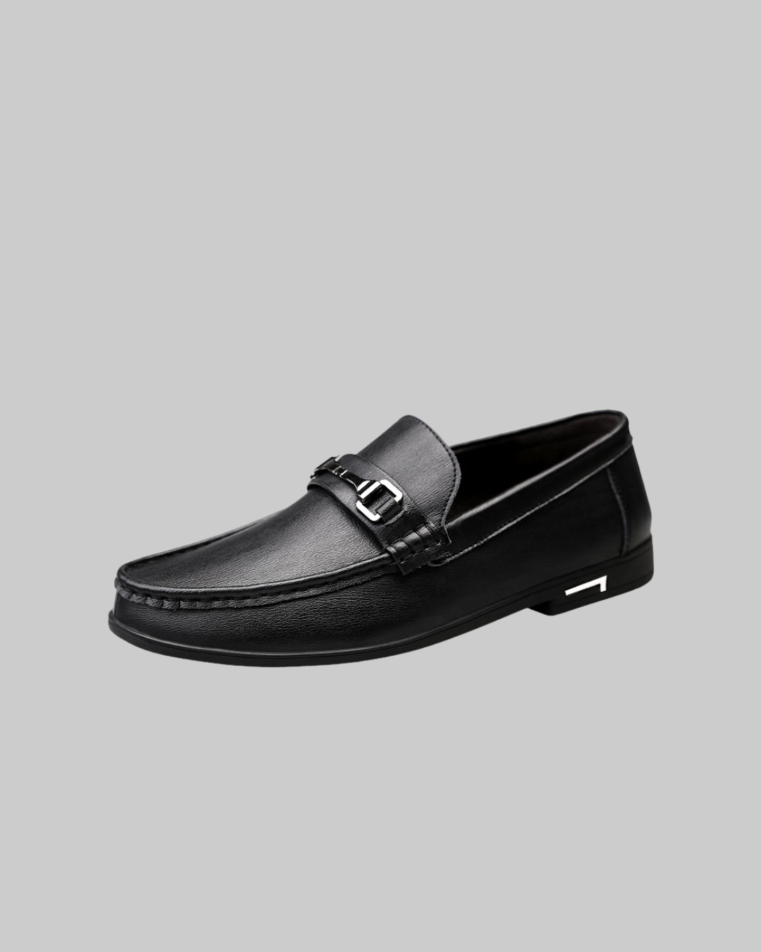 Men's Flat Heel Bit Loafers in Black.