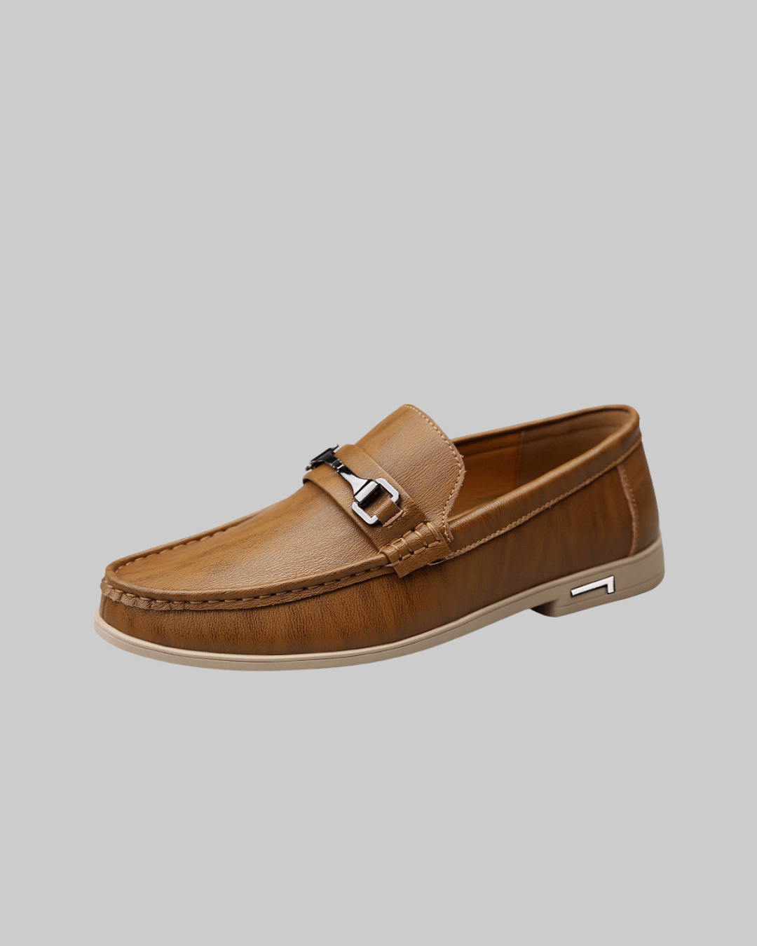 Men's Flat Heel Bit Loafers in Khaki.