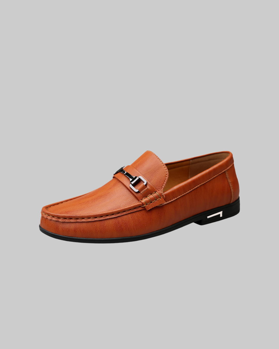 Men's Flat Heel Bit Loafers in Red Brown.