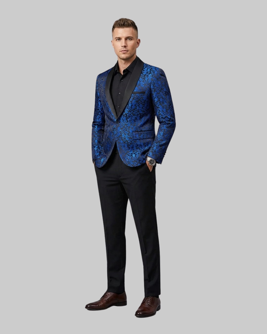 Men's Formal Patterned 2 Piece Suit in blue.