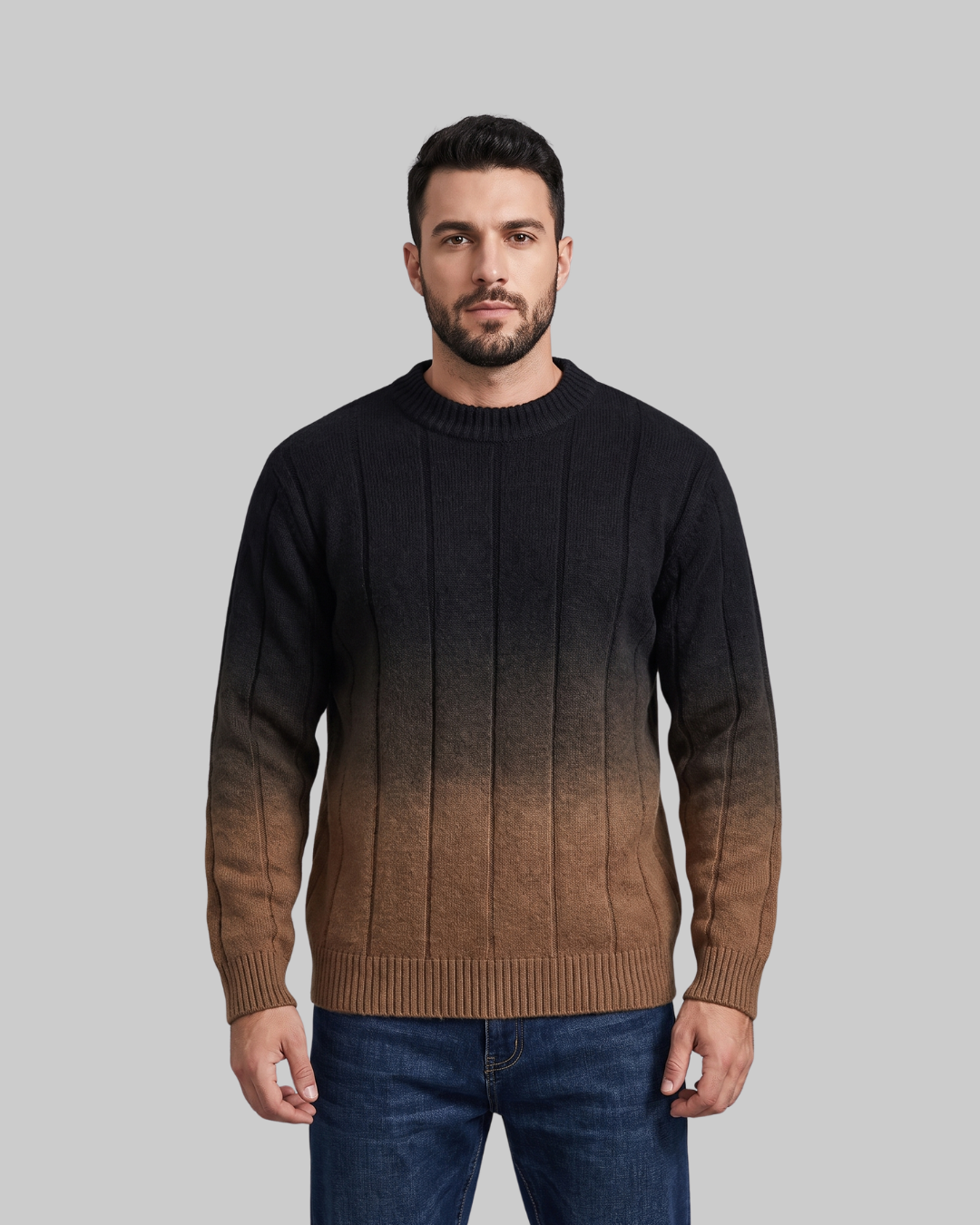 Men's Gradient Crewneck Sweater in black.