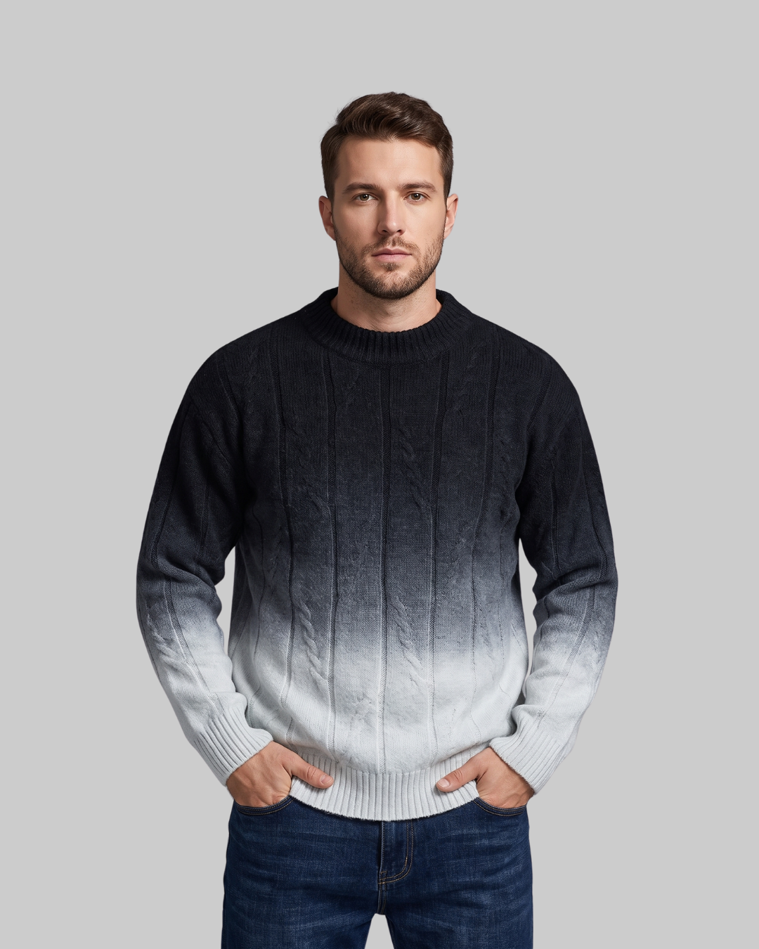 Men's Gradient Crewneck Sweater in dark grey.
