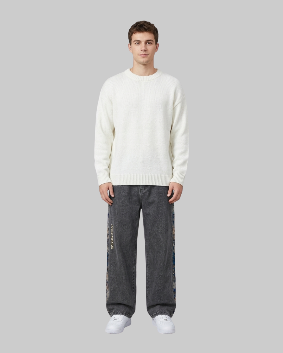 Men's Graphic Side Panel Pants in black.