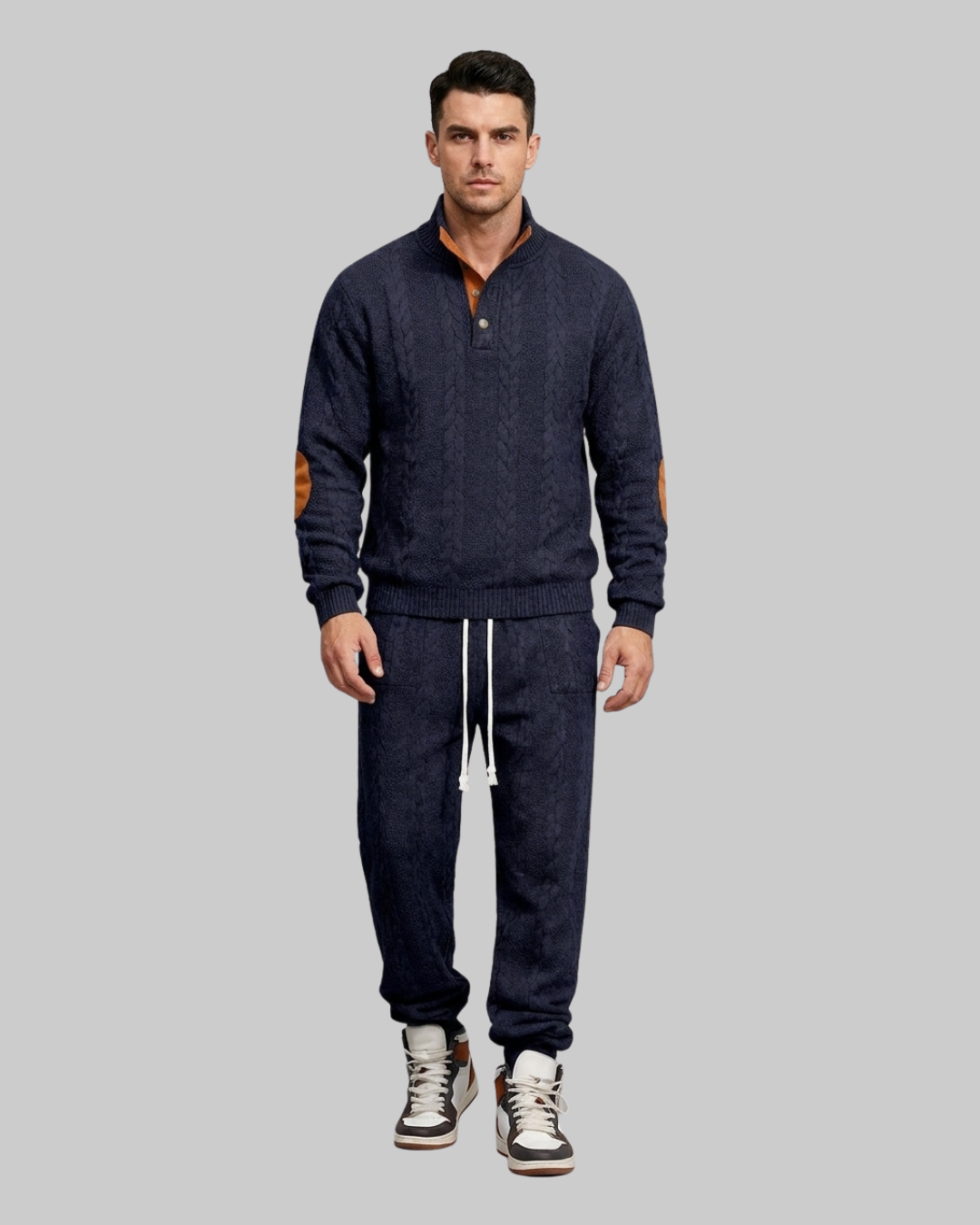 Men's Henley Lounge Tracksuit Set in Navy