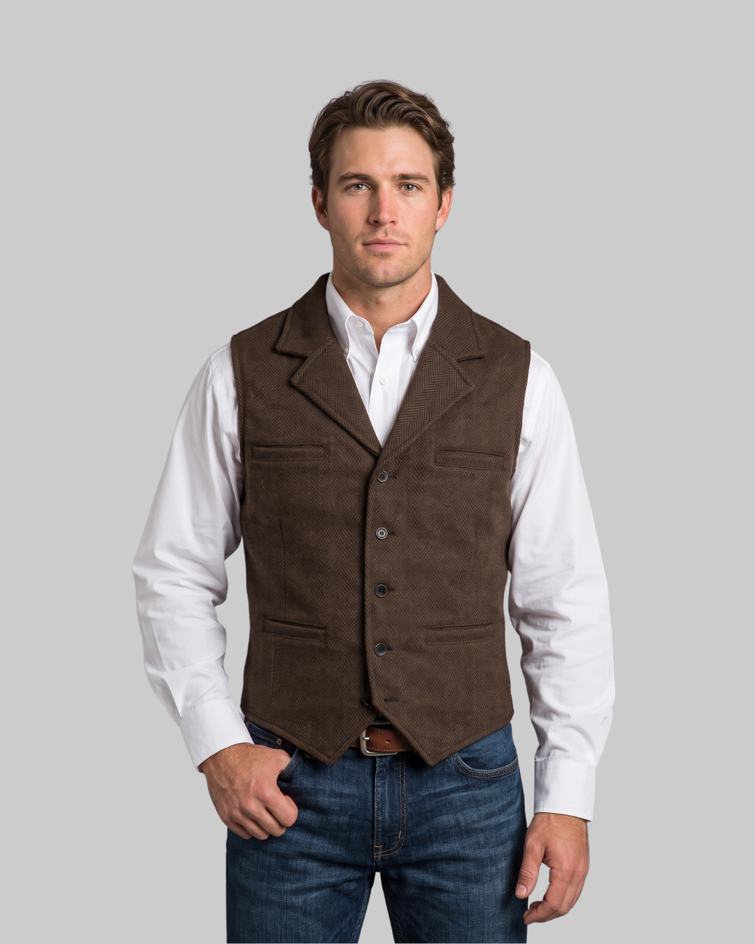 Men's Herringbone Lapel Vest
