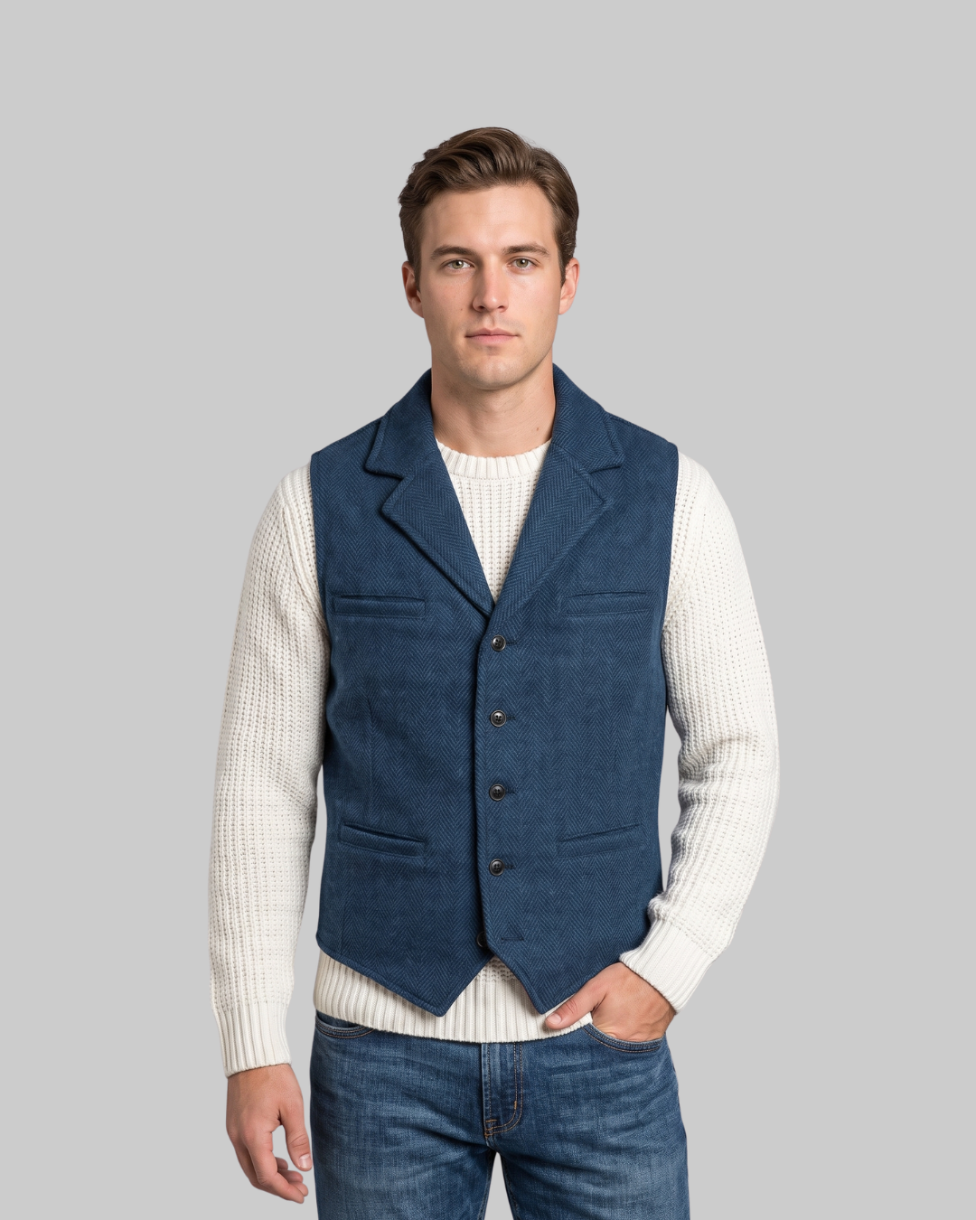 Men's Herringbone Lapel Vest