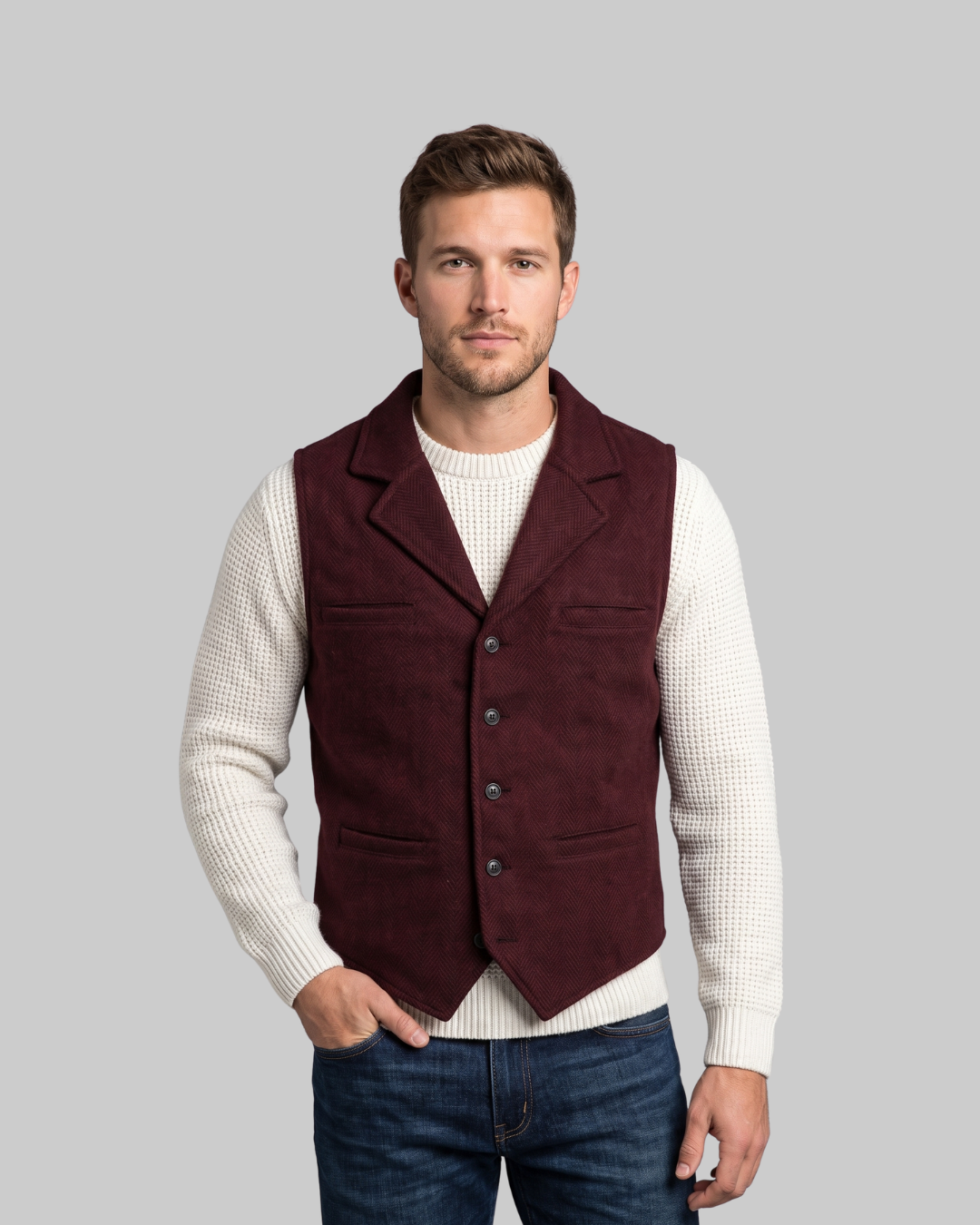 Men's Herringbone Lapel Vest