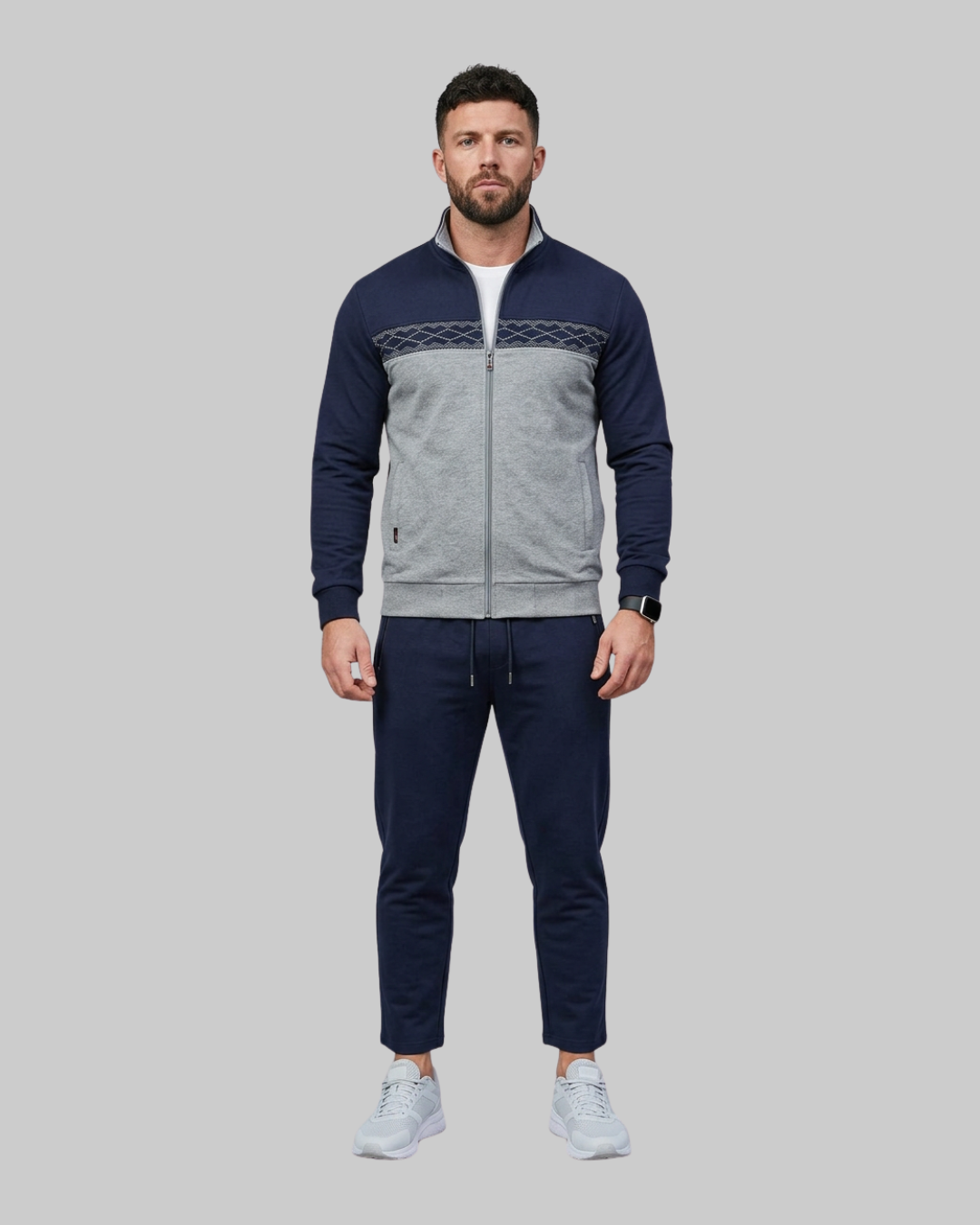 Men's Knit Zip Tracksuit Set in Blue