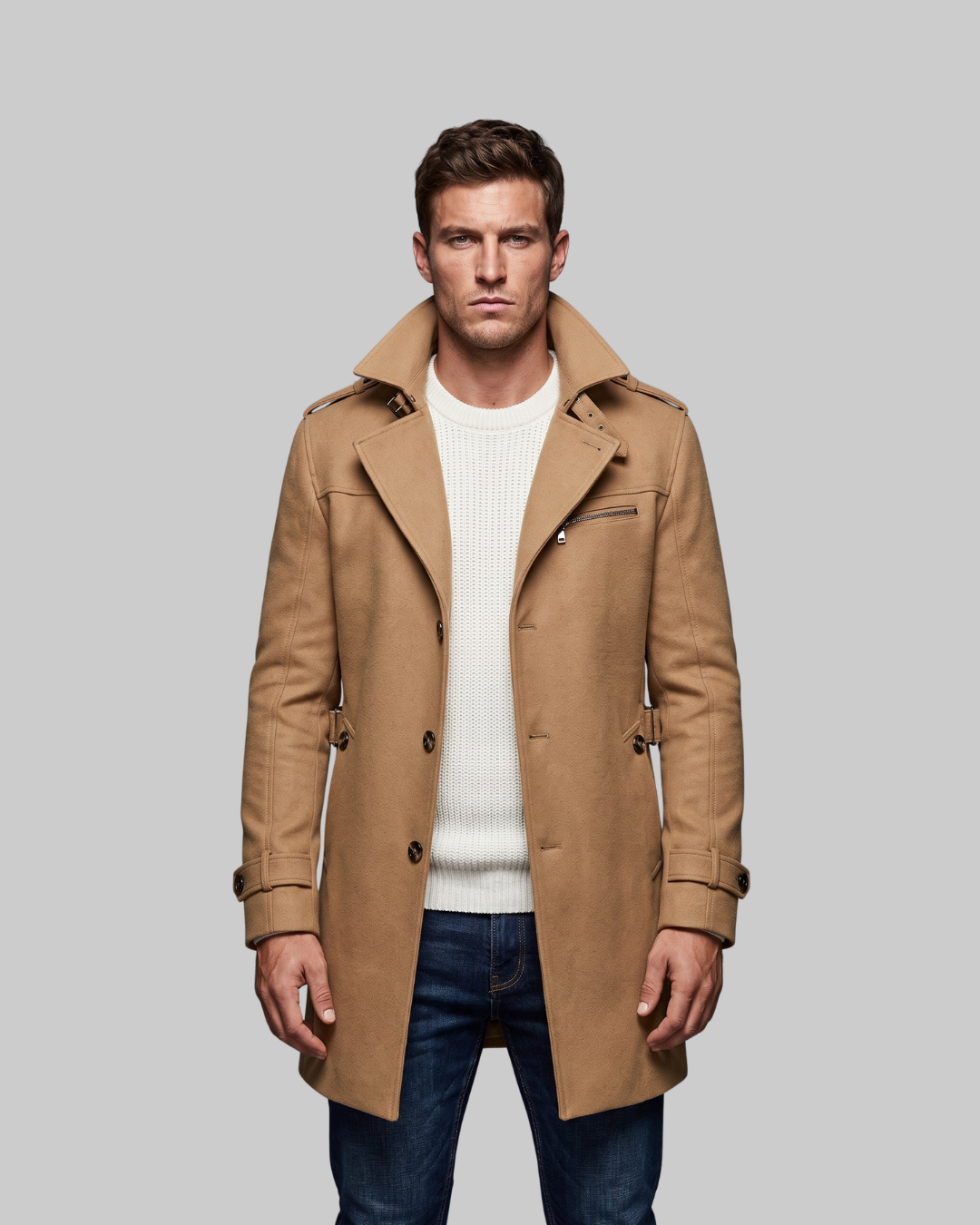 Men's Lapel Collar Trench Coat
