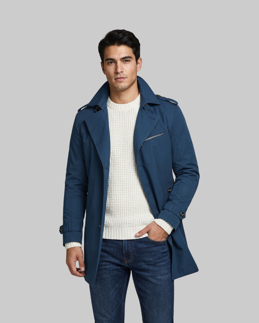 Men's Lapel Collar Trench Coat