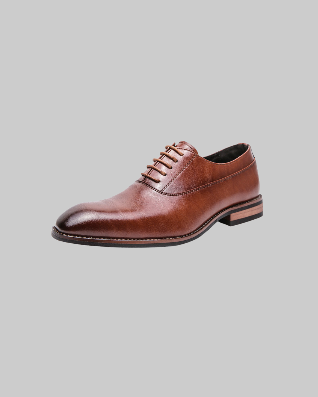 Men's Low Heel Oxford Dress Shoes in brown.
