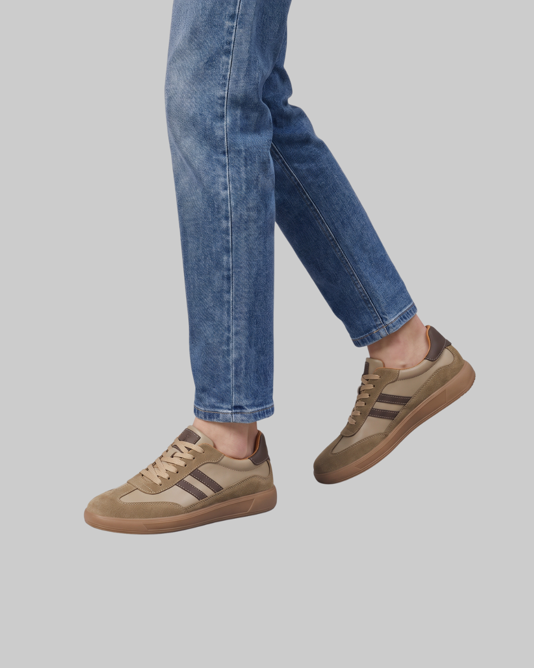 Wored Men's Low-Top Lace-Up Sneakers in khaki.