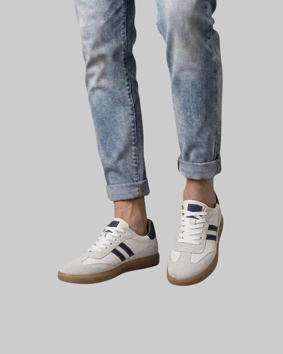 Wored Men's Low-Top Lace-Up Sneakers in beige.