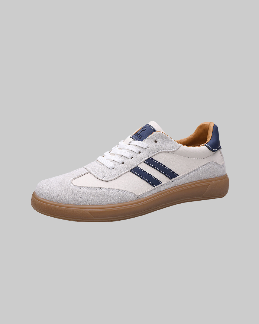 Men's Low-Top Lace-Up Sneakers in beige.