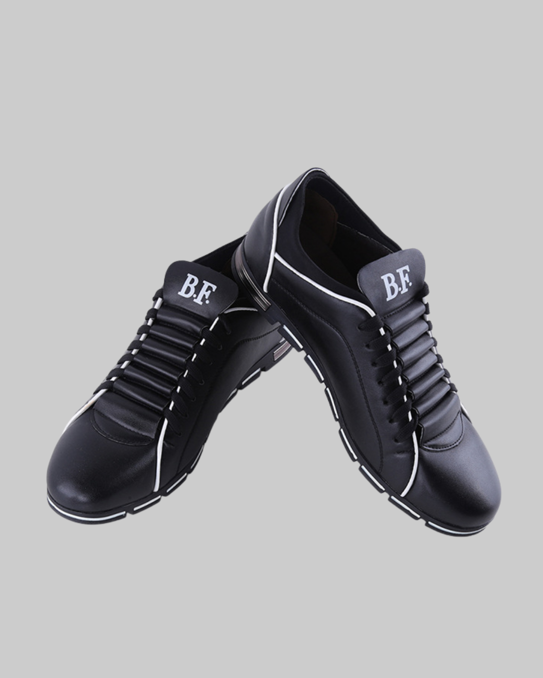 Men's Low Top Lace-Up Sneakers in black.