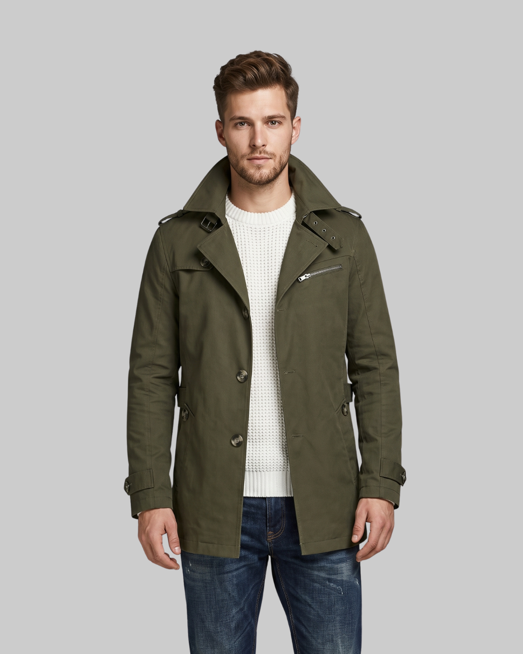 Men's Mid-Length Trench Coat
