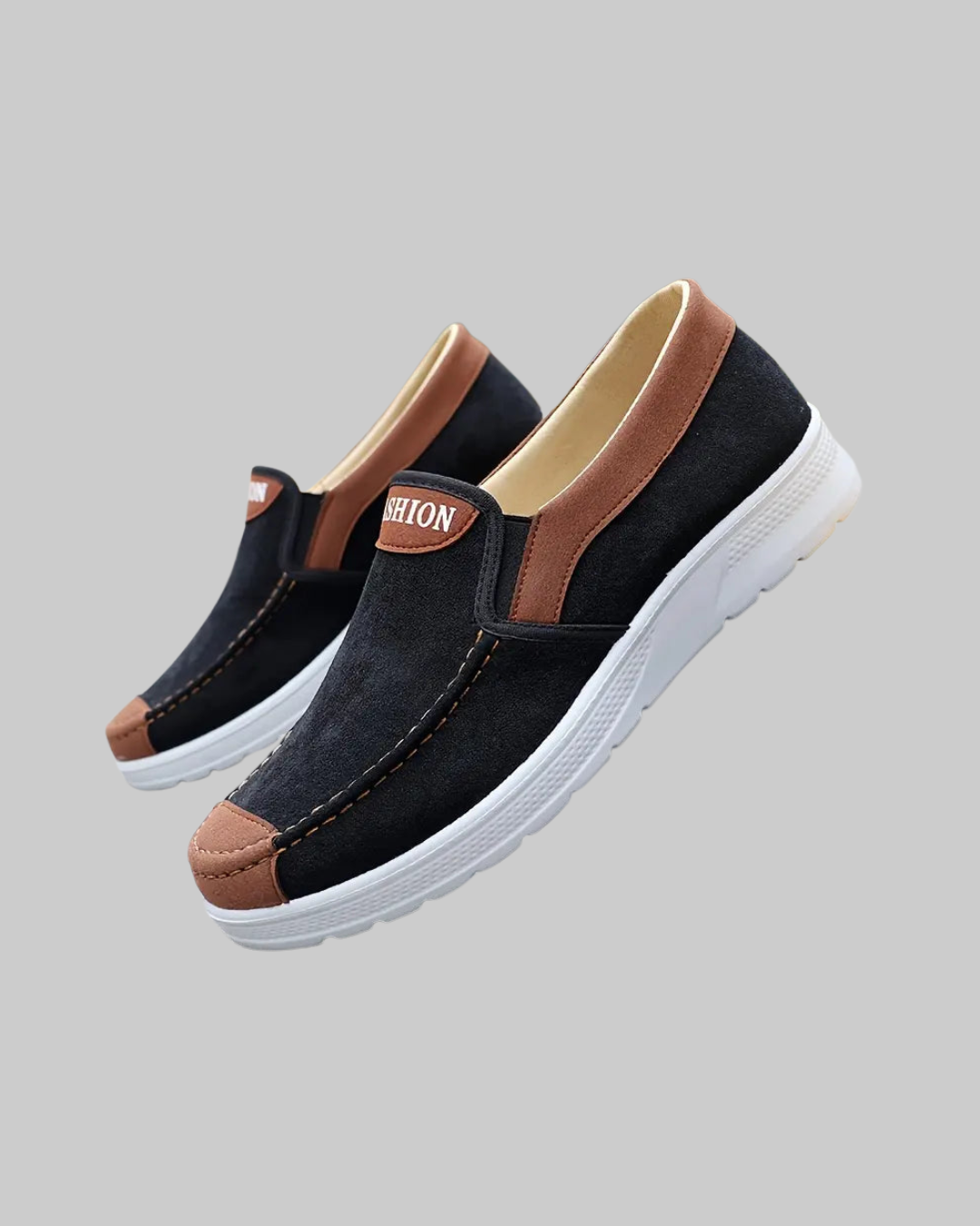 Men's Minimalist Slip-On Loafers in black. 