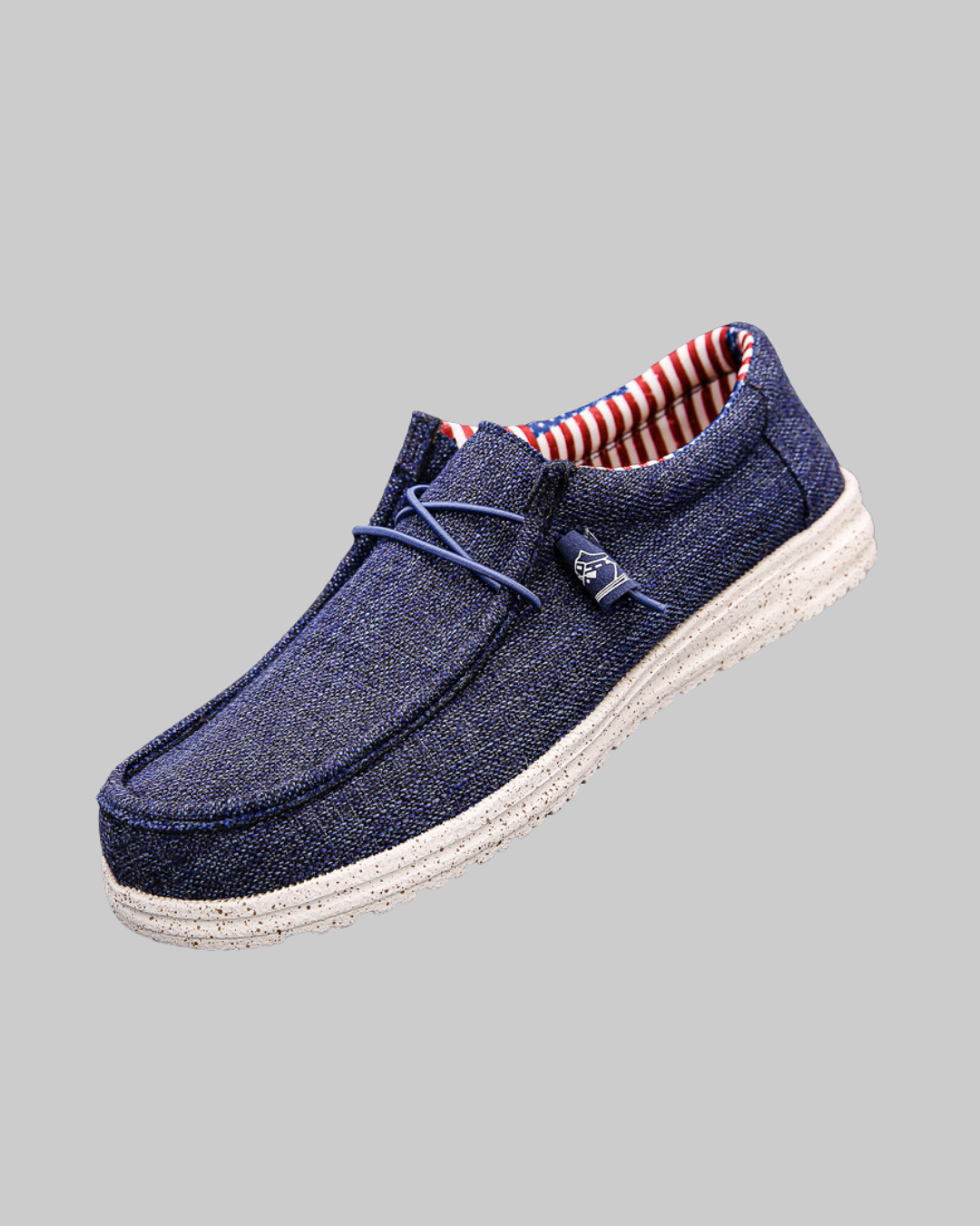 Men's Moc Toe Canvas Loafers in blue.