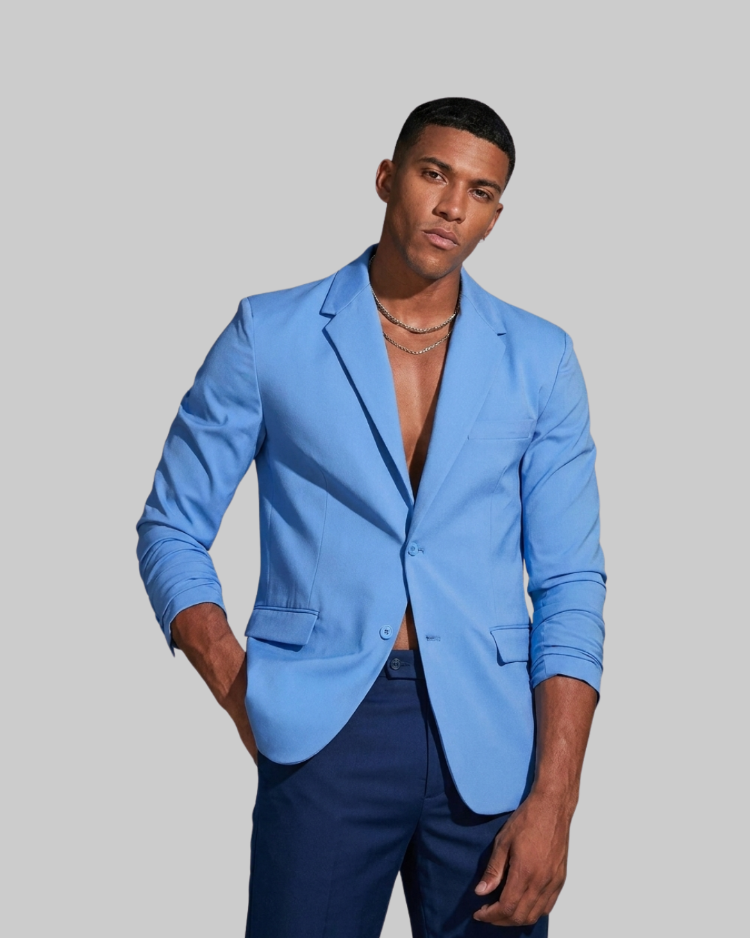 Men's Modern Tailored Blazer in blue.