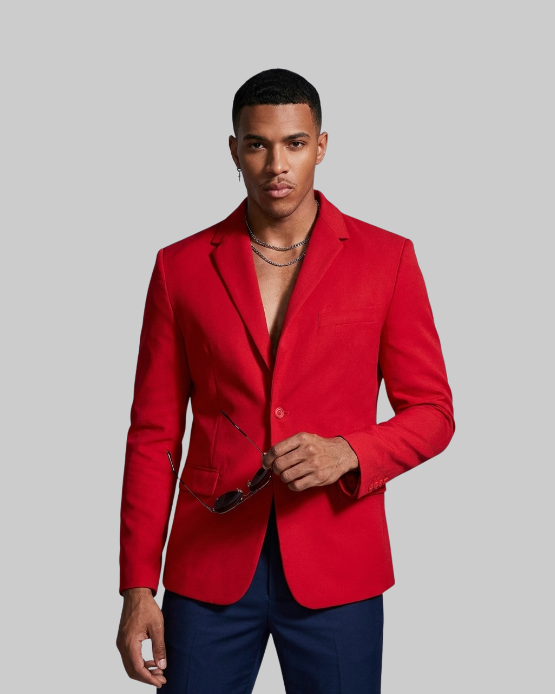 Men's Modern Tailored Blazer in red.