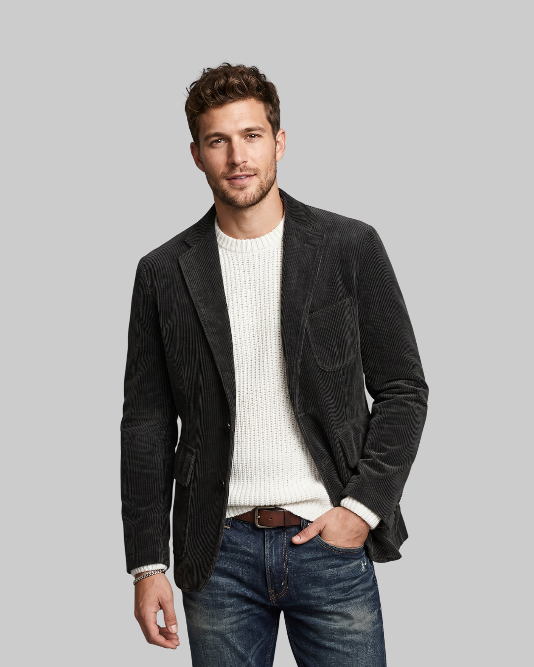 Men's Multi-Pocket Casual Blazer in black.