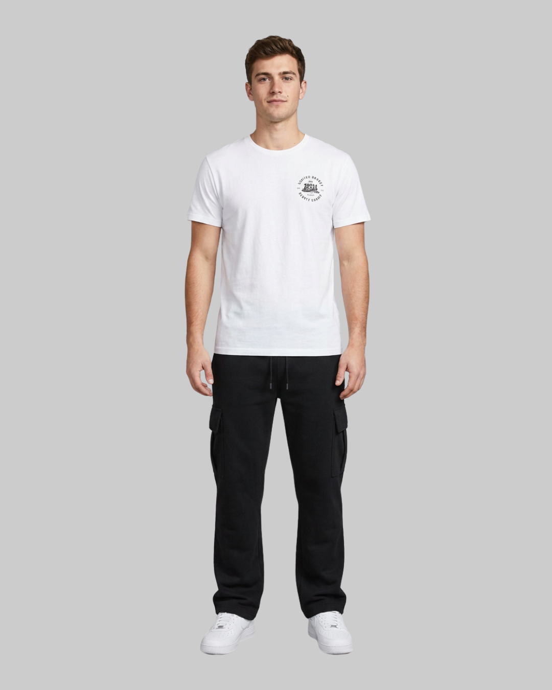 Men's Multi-Pocket Casual Cargo Pants in black.