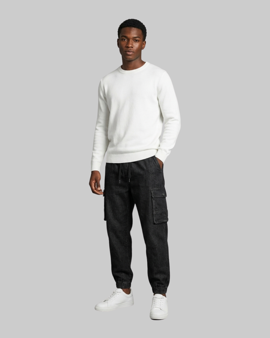 Men's Multi-Pocket Jogger Pants in black.