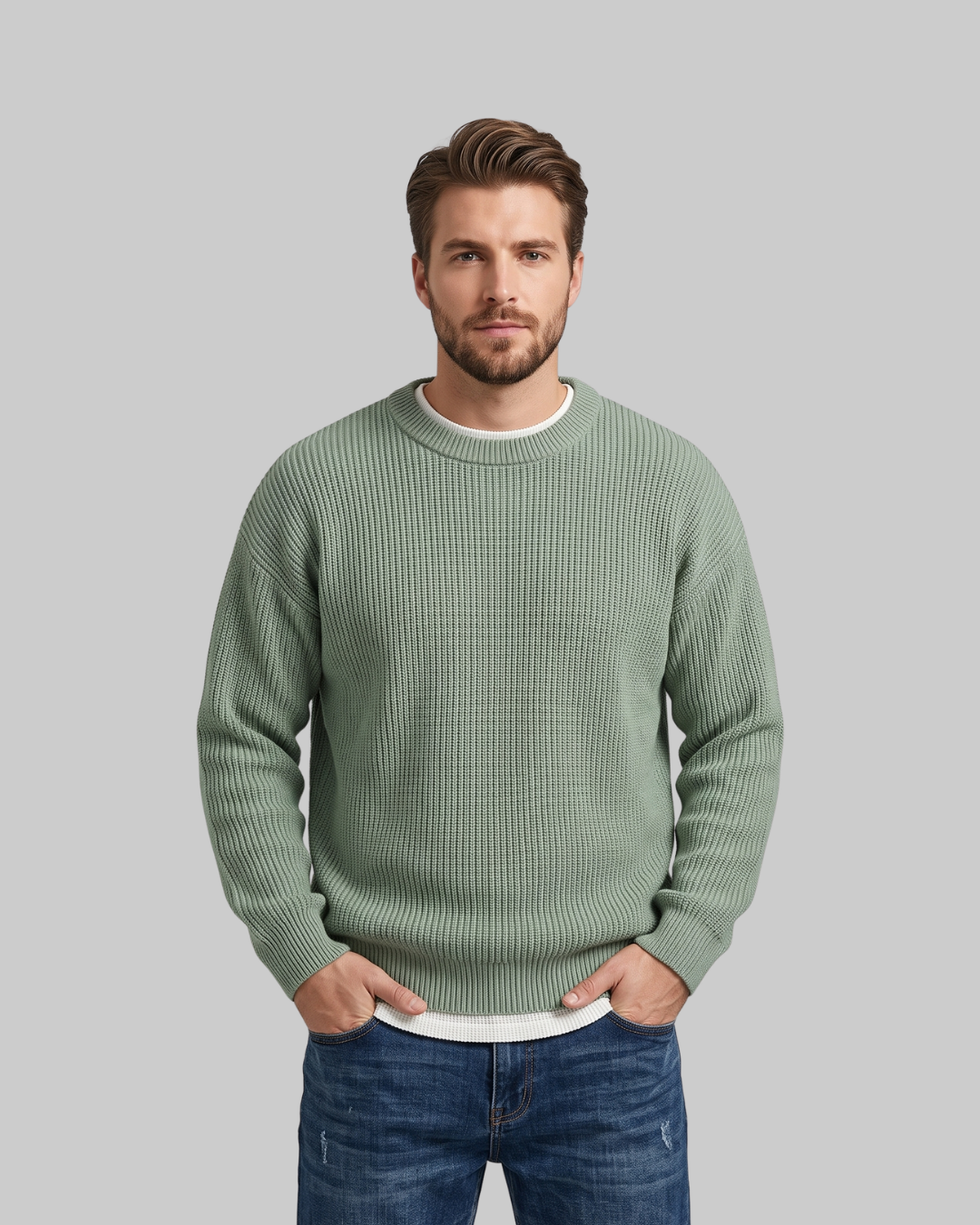 Men's Oversized Ribbed Crewneck Sweater