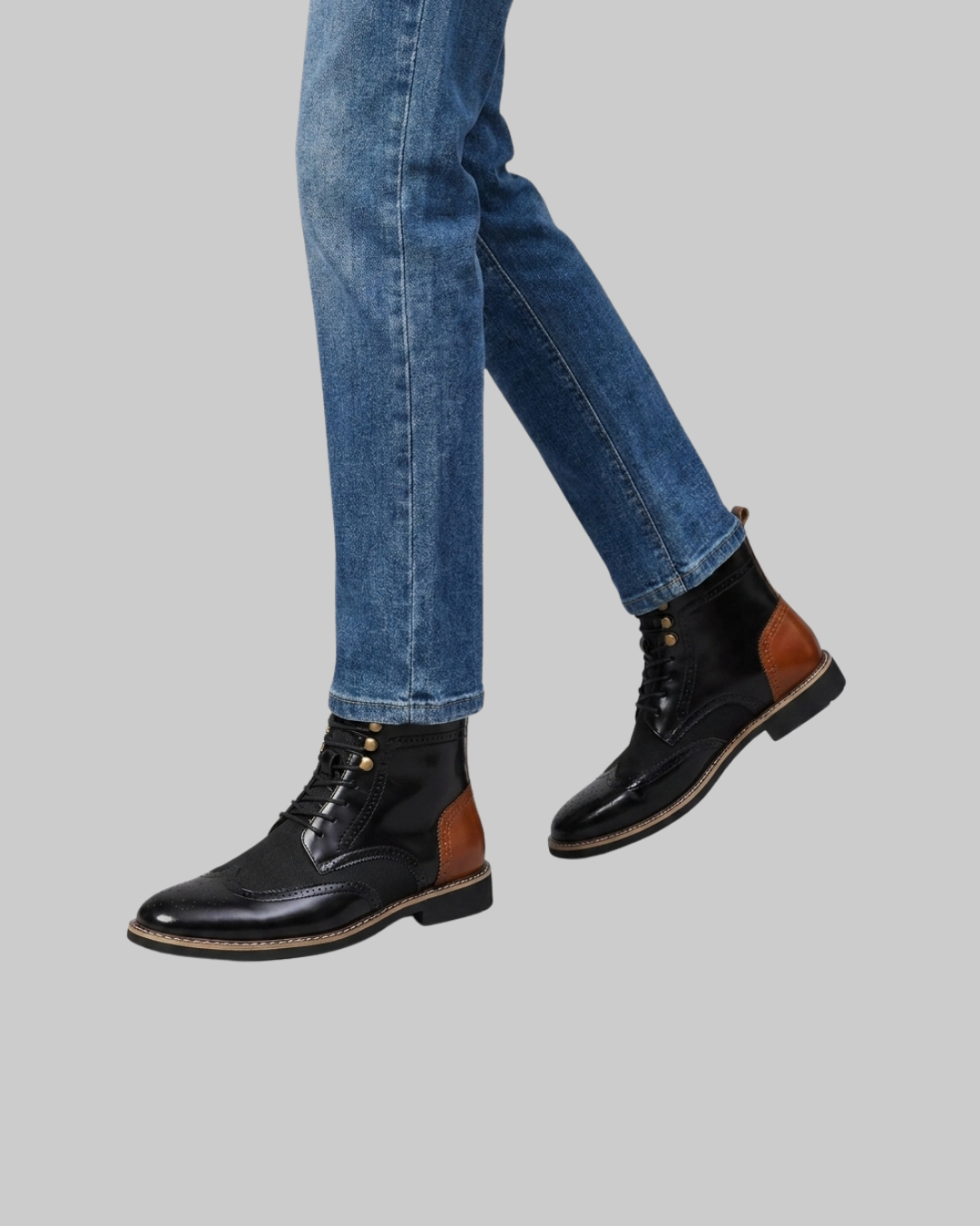 Wored Men's Oxford Style Boots in black.