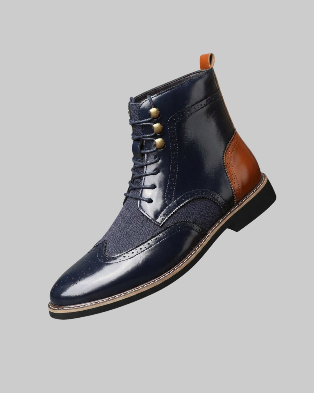 Men's Oxford Style Boots in navy blue.