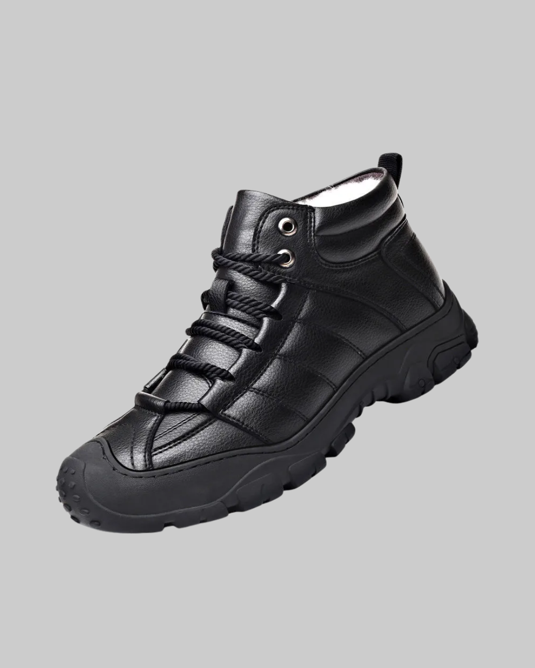 Men's Padded Lace-Up Winter Boots in black.