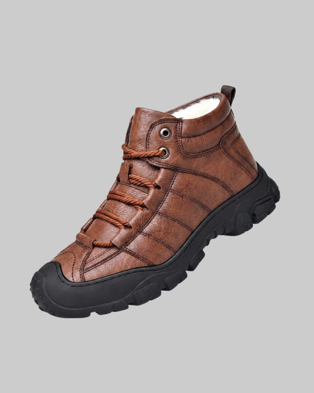 Men's Padded Lace-Up Winter Boots in brown.